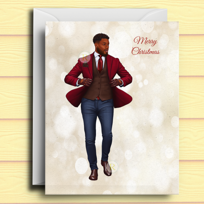 Black Man C Christmas Card